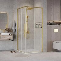 Душевой уголок Grossman Galaxy 100x100x195 300.K33.01.1110.32.00 (золото сатин/прозрачное стекло) - Превью изображения №6 — Интернет-магазин samo.by
