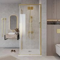 Душевой уголок Grossman Galaxy 100x100x195 300.K33.01.1110.32.00 (золото сатин/прозрачное стекло) - Превью изображения №7 — Интернет-магазин samo.by