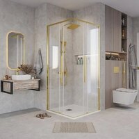 Душевой уголок Grossman Galaxy 100x100x195 300.K33.01.1110.32.00 (золото сатин/прозрачное стекло) - Превью изображения №8 — Интернет-магазин samo.by