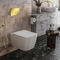 Унитаз подвесной Roxen Cube в комплекте с инсталляцией StounFix Dual Fresh 6 в 1 968014 (кнопка: золото глянцевое ) - Превью изображения №9 — Интернет-магазин samo.by
