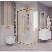 Душевой уголок Grossman Cosmo 80x80x195 300.K33.02.8080.32.00 (золото сатин/прозрачное стекло) - Превью изображения №8 — Интернет-магазин samo.by