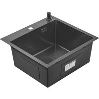 Кухонная мойка Roxen Snake 560220-45-BS PVD графит/текстурная поверхность (с ролл-матом и дозатором) - Превью изображения №7 — Интернет-магазин samo.by