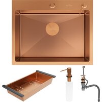 Кухонная мойка Roxen Simple 560220-60BR-V бронза/текстурная PVD покрытие (с коландером и дозатором) - Превью изображения №10 — Интернет-магазин samo.by