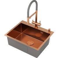 Кухонная мойка Roxen Simple 560220-60BR-V бронза/текстурная PVD покрытие (с коландером и дозатором) - Превью изображения №11 — Интернет-магазин samo.by