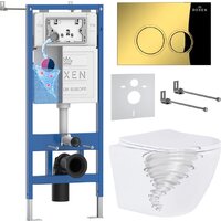 Roxen Antares Tornado Long в комплекте с инсталляцией StounFix Dual Fresh 6 в 1 868431 (кнопка: золото глянцевая)