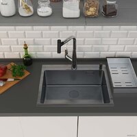 Кухонная мойка Roxen Simple 560220-60B PVD графит (с коландером и дозатором) - Превью изображения №3 — Интернет-магазин samo.by