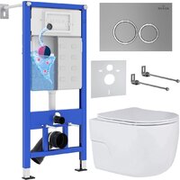 Унитаз подвесной Roxen Porto One Rimless 6 в 1 StounFix Dual Fresh 531880 (кнопка: матовая) - Превью изображения №1 — Интернет-магазин samo.by