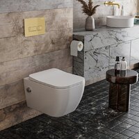 Унитаз подвесной Roxen Cube bidet в комплекте с инсталляцией StounFix Dual Fresh 6 в 1 968095 (кнопка: брашированное золото) - Превью изображения №9 — Интернет-магазин samo.by