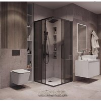 Душевой уголок Grossman Cosmo 80x80x195 300.K33.02.8080.21.10 (черный матовый/тонированное стекло) - Превью изображения №8 — Интернет-магазин samo.by