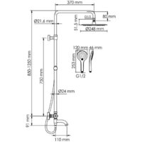 Душевая система  Wasserkraft A288.258.078.BM Thermo - Превью изображения №3 — Интернет-магазин samo.by