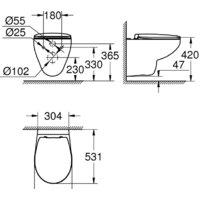 Унитаз подвесной Grohe Bau 39351000 - Превью изображения №6 — Интернет-магазин samo.by
