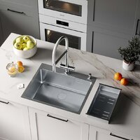 Кухонная мойка Roxen Simple 560220-60 сатин (с коландером и дозатором) - Превью изображения №2 — Интернет-магазин samo.by