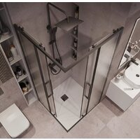 Душевой уголок Grossman Cosmo 80x80x195 300.K33.02.8080.21.02 (черный матовый/шиншилла стекло) - Превью изображения №10 — Интернет-магазин samo.by