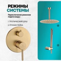 Душевая система  Grocenberg GB5099MG-4 (золото матовый) - Превью изображения №9 — Интернет-магазин samo.by