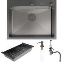 Кухонная мойка Roxen Simple 560220-60B-V графит/текстурная PVD покрытие (с коландером и дозатором) - Превью изображения №9 — Интернет-магазин samo.by
