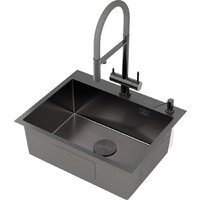 Кухонная мойка Roxen Simple 560220-60B-V графит/текстурная PVD покрытие (с коландером и дозатором) - Превью изображения №10 — Интернет-магазин samo.by