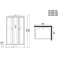 Душевой уголок Niagara NG-33084-14QF 100x80x215 (матовое стекло) - Превью изображения №4 — Интернет-магазин samo.by