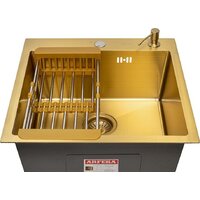 Кухонная мойка ARFEKA ECO AR мойка 500*500, коландер, дозатор GOLD - Превью изображения №2 — Интернет-магазин samo.by