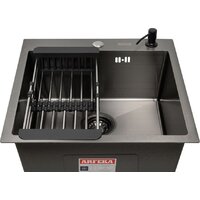 Кухонная мойка ARFEKA ECO AR мойка 500*500, коландер, дозатор BLACK - Превью изображения №2 — Интернет-магазин samo.by