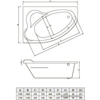 Ванна Bonito Home Rosa 150x100L (с ножками) - Превью изображения №3 — Интернет-магазин samo.by