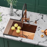 Кухонная мойка Roxen Uno 560210-54BR-GR бронза/текстурная PVD покрытие (с ролл-матом и дозатором) - Превью изображения №2 — Интернет-магазин samo.by