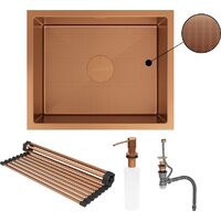 Кухонная мойка Roxen Uno 560210-54BR-GR бронза/текстурная PVD покрытие (с ролл-матом и дозатором) - Превью изображения №11 — Интернет-магазин samo.by