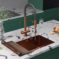 Кухонная мойка Roxen Uno 560210-54BR-GR бронза/текстурная PVD покрытие (с ролл-матом и дозатором) - Превью изображения №3 — Интернет-магазин samo.by
