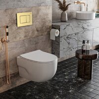 Унитаз подвесной Roxen Porto в комплекте с инсталляцией StounFix Dual Fresh 6 в 1 968478 (кнопка: брашированное золото) - Превью изображения №2 — Интернет-магазин samo.by