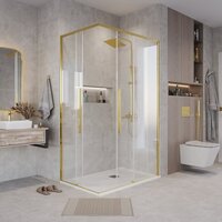 Душевой уголок Grossman Galaxy 100x80x195 300.K33.01.1080.32.00 (золото сатин/прозрачное стекло) - Превью изображения №8 — Интернет-магазин samo.by