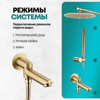 Душевая система  Grocenberg GB5099MG-1 (золото матовый) - Превью изображения №10 — Интернет-магазин samo.by