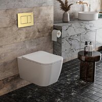 Унитаз подвесной Roxen Cube в комплекте с инсталляцией StounFix Dual Fresh 6 в 1 968469 (кнопка: брашированное золото) - Превью изображения №2 — Интернет-магазин samo.by
