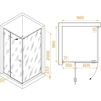 Душевой уголок RGW SV-030Gg 353203000-210 (серый/матовое стекло) - Превью изображения №2 — Интернет-магазин samo.by