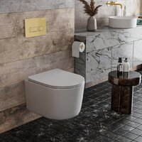 Унитаз подвесной Roxen Simple compact в комплекте с инсталляцией StounFix Dual Fresh 6 в 1 968084 (кнопка: брашированное золото) - Превью изображения №8 — Интернет-магазин samo.by