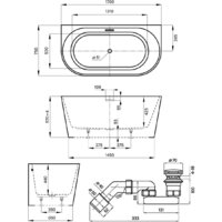 Ванна Wellsee Excellence Pro 170x75 28760302R (пристенная ванна белый глянец, экран, ножки, сифон-автомат глянцевый белый) - Превью изображения №10 — Интернет-магазин samo.by