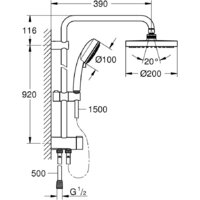 Душевая система  Grohe New Tempesta Cosmopolitan System 200 26453001 - Превью изображения №5 — Интернет-магазин samo.by
