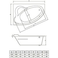 Ванна Bonito Home Rosa 150x100 L BH-RA-101-150L/St+BH-RA-150L/P (с ножками и экраном) - Превью изображения №3 — Интернет-магазин samo.by