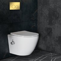 Унитаз подвесной Roxen Antares bidet в комплекте с инсталляцией StounFix Dual Fresh 6 в 1 968097 (кнопка: золото глянцевое ) - Превью изображения №8 — Интернет-магазин samo.by