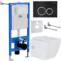 Унитаз подвесной Roxen Cube Bidet One Rimless 6 в 1 StounFix Dual Fresh 508149 (кнопка: черный матовый) - Превью изображения №2 — Интернет-магазин samo.by