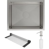 Кухонная мойка Roxen Uno 560210-54 под столешницу сатин/матовая поверхность (ролл-мат, дозатор, сифон) - Превью изображения №3 — Интернет-магазин samo.by