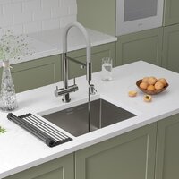 Кухонная мойка Roxen Uno 560210-54 под столешницу сатин/матовая поверхность (ролл-мат, дозатор, сифон) - Превью изображения №2 — Интернет-магазин samo.by