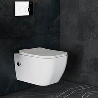 Унитаз подвесной Roxen Cube Bidet One Rimless 6 в 1 StounFix Dual Fresh 521082 (кнопка: хром) - Превью изображения №9 — Интернет-магазин samo.by
