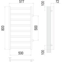 Полотенцесушитель TERMINUS Аврора П8 500x800 (оружейная сталь, с боковым подключением 500) - Превью изображения №2 — Интернет-магазин samo.by