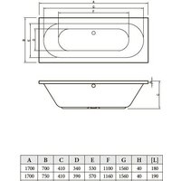 Ванна Bonito Home Ilias 170x75 (с ножками) - Превью изображения №3 — Интернет-магазин samo.by