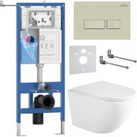 Roxen Antares Tornado Long в комплекте с инсталляцией StounFix Dual Fresh 6 в 1 868416 (кнопка: пастель бежевый матовая)