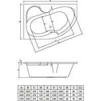 Ванна Bonito Home Arizona 160x105 BH-AR-102-160L/Su+BH-AR-160L (с ножками и экраном) - Превью изображения №3 — Интернет-магазин samo.by