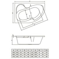 Ванна Bonito Home Arizona 160x105 BH-AR-102-160L/Su+BH-AR-160L (с ножками и экраном) - Превью изображения №4 — Интернет-магазин samo.by