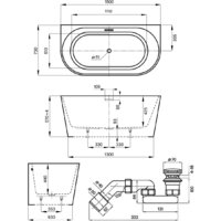 Ванна Wellsee Excellence Pro 150x73 28760203R (пристенная ванна белый глянец, экран, ножки, сифон-автомат матовый черный) - Превью изображения №10 — Интернет-магазин samo.by
