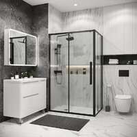 Душевой уголок Grossman Cosmo 120х100х195 120.K33.02.1210.21.02 (черный матовый/стекло шиншилла) - Превью изображения №3 — Интернет-магазин samo.by
