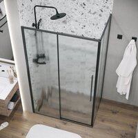 Душевой уголок Grossman Galaxy 100x80x195 120.K33.01.1080.21.02 (черный матовый/стекло шиншилла) - Превью изображения №9 — Интернет-магазин samo.by