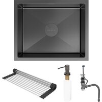 Кухонная мойка Roxen Uno 560210-54B-V графит/текстурная PVD покрытие (с ролл-матом и дозатором) - Превью изображения №9 — Интернет-магазин samo.by